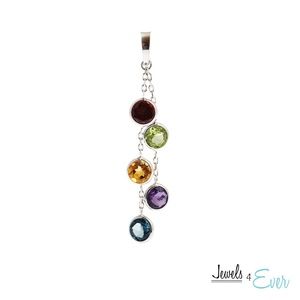 14K Gold Rainbow Pendant with Genuine Gemstones